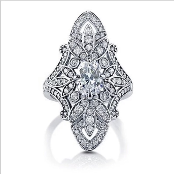 New Luxury 925 Sterling Silver Diamond Lovely Ring - Picture 5 of 5